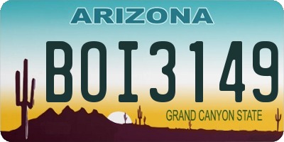AZ license plate BOI3149