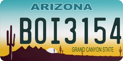 AZ license plate BOI3154
