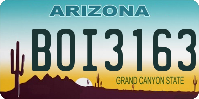 AZ license plate BOI3163