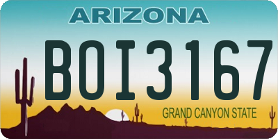 AZ license plate BOI3167