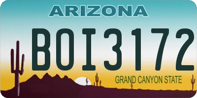 AZ license plate BOI3172