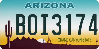 AZ license plate BOI3174