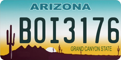 AZ license plate BOI3176