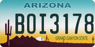 AZ license plate BOI3178