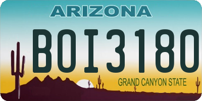 AZ license plate BOI3180