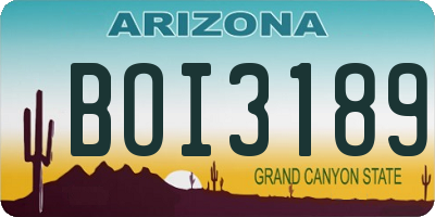 AZ license plate BOI3189