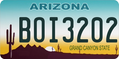 AZ license plate BOI3202