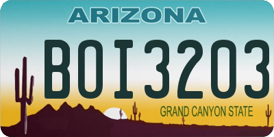 AZ license plate BOI3203
