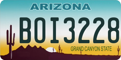 AZ license plate BOI3228
