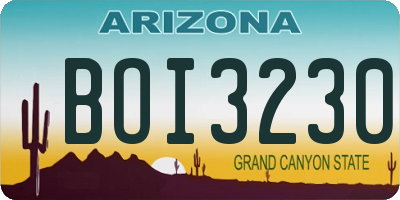 AZ license plate BOI3230
