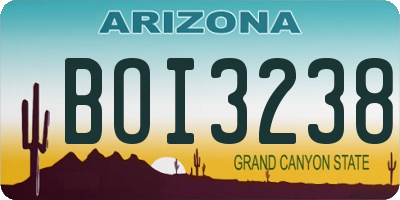 AZ license plate BOI3238