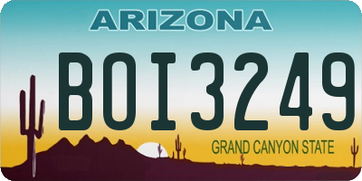 AZ license plate BOI3249