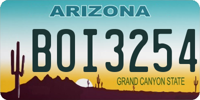 AZ license plate BOI3254