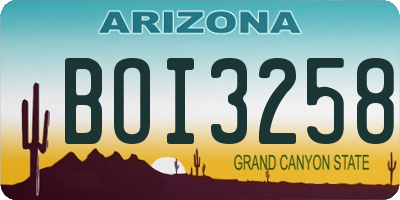 AZ license plate BOI3258