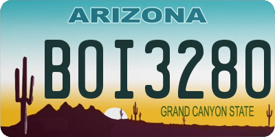 AZ license plate BOI3280