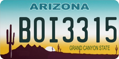 AZ license plate BOI3315