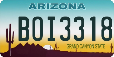 AZ license plate BOI3318