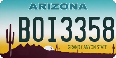 AZ license plate BOI3358