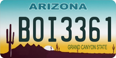 AZ license plate BOI3361