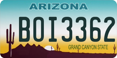 AZ license plate BOI3362
