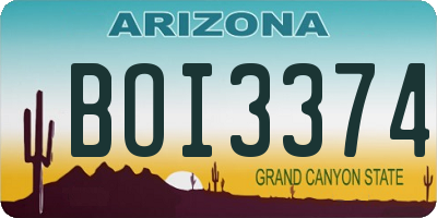 AZ license plate BOI3374
