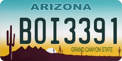 AZ license plate BOI3391