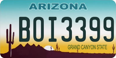 AZ license plate BOI3399