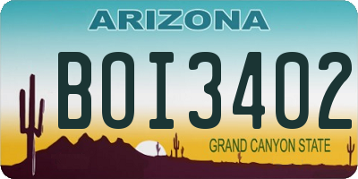 AZ license plate BOI3402