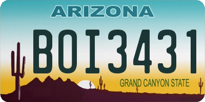AZ license plate BOI3431