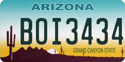 AZ license plate BOI3434