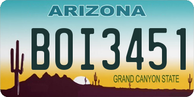 AZ license plate BOI3451