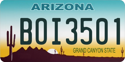 AZ license plate BOI3501
