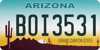 AZ license plate BOI3531
