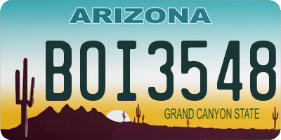 AZ license plate BOI3548