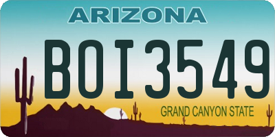 AZ license plate BOI3549