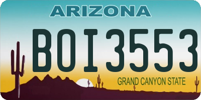 AZ license plate BOI3553