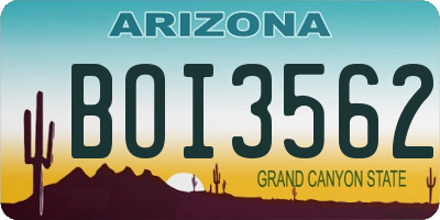 AZ license plate BOI3562