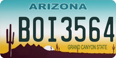 AZ license plate BOI3564