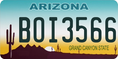 AZ license plate BOI3566