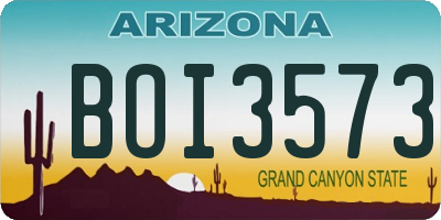 AZ license plate BOI3573