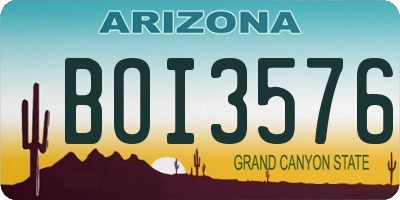 AZ license plate BOI3576