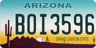 AZ license plate BOI3596