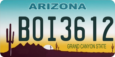AZ license plate BOI3612