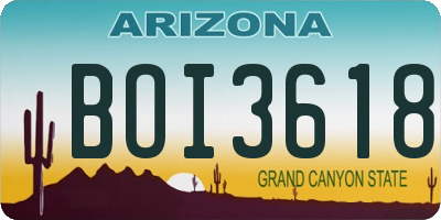 AZ license plate BOI3618