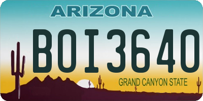 AZ license plate BOI3640