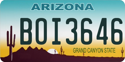 AZ license plate BOI3646