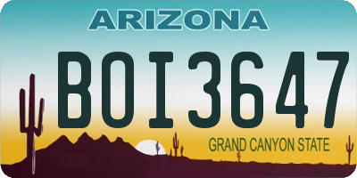 AZ license plate BOI3647