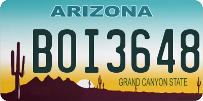 AZ license plate BOI3648