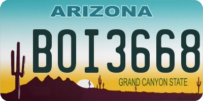 AZ license plate BOI3668