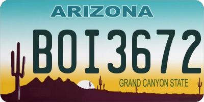 AZ license plate BOI3672